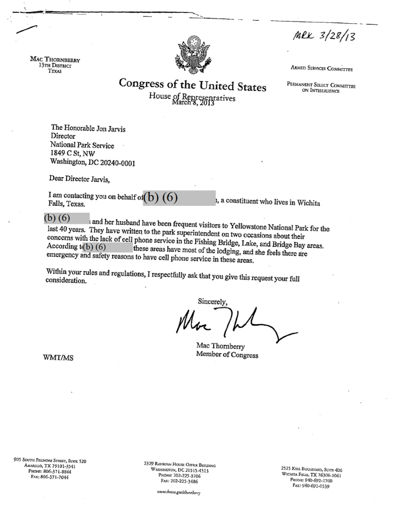 Complaint from a visitor to Yellowstone National Park